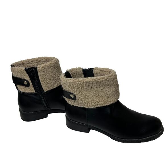 Style and Co black and brown faux fur booties women’s size 6M - Picture 1 of 6